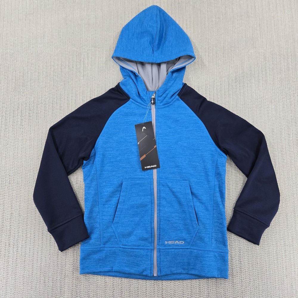 HEAD Hoodie Youth XS 5/6 Blue Heather Colorblock Full Zip Fleece Sweatshirt